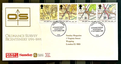 UK FDC - First Day Cover - Ordnance Survey Bicentenery 1791-1991 1991 No6 - Image 1 of 2