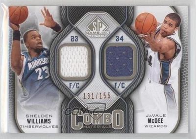 Combo de materiales usados ​​juego SP 2009-10 nivel 1/155 Shelden Williams JaVale McGee Foto 1 de 2