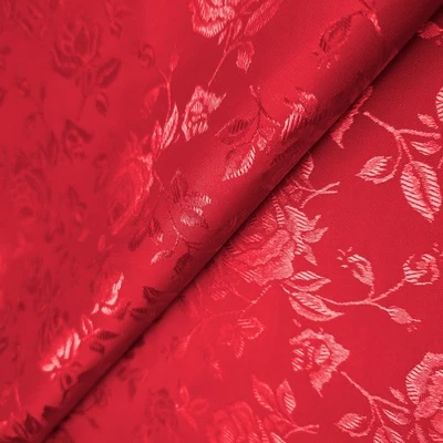 Regal Rose Red Brocade Jacquard Fabric Upholstery 58" By The Yard - Image 1 of 4