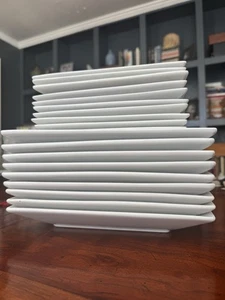 Food Network Piatti Quadrati Panna Montata Bianca Pranzo e Insalata 19 Pezzi - Foto 1 di 7