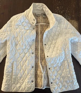 LL Bean Womens Petite Small Quilted Snap Up Jacket With Tan With Plaid Lining - Picture 1 of 9