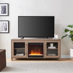 Quincy 58 in. Freestanding TV Stand Fits TV's Up to 65 in. with Crystal Electric - Picture 1 of 9