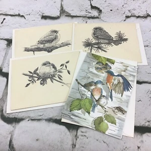Vintage Bird Illustrated Blank Inside Notecards Lot Of 4 With Envelopes - Picture 1 of 9