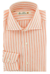 Luigi Borrelli Orange Striped Linen Dress Shirt - X Slim - (97) - Picture 1 of 4