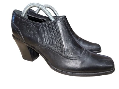 Antonio Melani Women's Sz 11 M Black Leather Square Toe Western Ankle Boots - Image 1 of 4