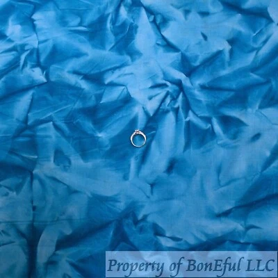 BonEFul FQ Cotton Quilt Tonal Blue Aqua Teal Crackle Color Texture Blender Batik - Image 1 of 4