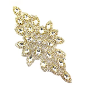 Shiny Crystal Rhinestone Applique Motif Patch Sew on For Wedding Dress DIY Decor - Picture 1 of 16