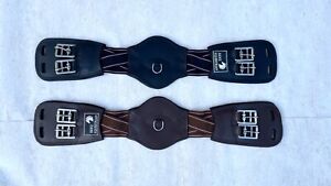 LEATHER DRESSAGE EVENT SHORT GIRTH ANATOMICAL SHAPE FULL PADDED BLACK BROWN S-L