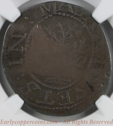 1652 Oak Tree Shilling Noe-1 W430 IN at Left NGC F12 ex-Salmon Collection Cover