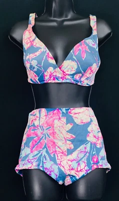 Traje de baño bikini morado vintage años 50 pin up rosa Marie Reid cintura alta M Foto 1 de 4