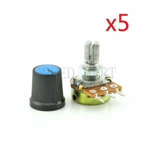 5set B10K Ohm Linear Taper Potentiometer WH148 15mm Shaft 3-Pin Plastic Knob - Picture 1 of 4