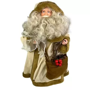 Victorian Santa Tree Topper Tabletop Figure 18” Gold Robe Fur Christmas Decor - Picture 1 of 7
