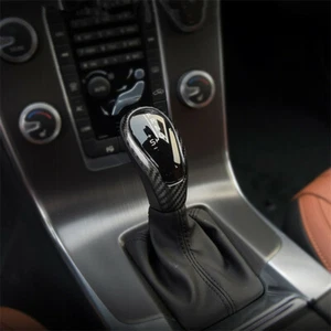 Gloss Carbon Fiber Car Gear Shift Knob Cover Sticker For Volvo V40 2013-2019 LB - Picture 1 of 9