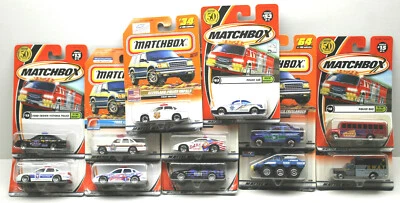 12pc 1990s Matchbox Diecast Vehicles Police Cars+Emergency+Rescue Trucks NOC     - Image 1 of 4