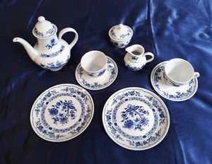 DDR Ilmenau Kaffeeservice Zwiebelmuster echt Kobalt 2 Personen Kaffegeschirr TOP - Bild 1 von 16