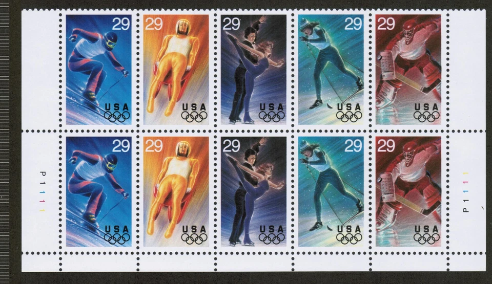 US USA Sc# 2811a MNH FVF PL# BLOCK of 10 Winter Olympics Skiing Skating Bobsled - Image 1 of 1