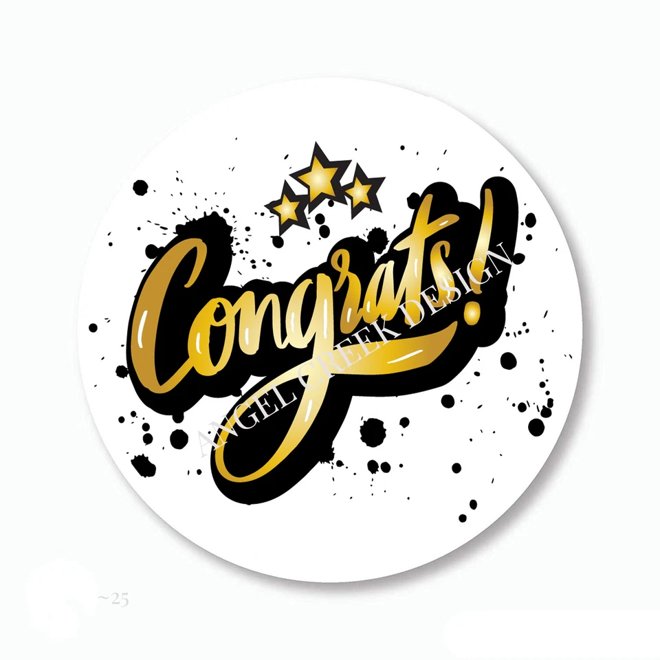 Congrats Favors Matte Gold Congrats Scrapbook Stickers Labels Envelope Seals - Image 1 of 1