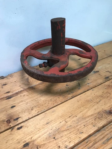 OLD RED COLOR INDUSTRIAL CAST IRON SPIRAL VALVE SHUT OFF HANDLE KNOB STEAMPUNK Cover