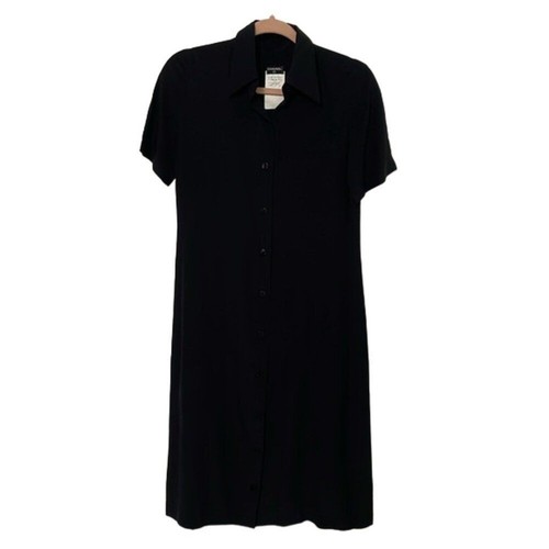 Abito donna Chanel nero seta taglia 36 US 4 manica corta colletto minimalista