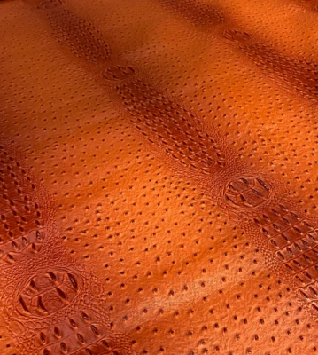 Orange mutant Ostrich Marine Upholstery Crafting Outdoor Vinyl Fabric Yard - Image 1 of 2