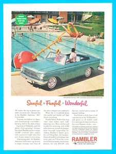 1962 Rambler American 400 convertible automobile vintage print ad pool - Picture 1 of 3