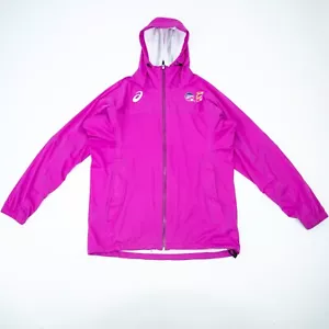 ASICS Women's Pink Full-Zip Waterproof & Windproof Hooded Running Jacket XL/2XL - Picture 1 of 6