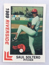 1989 Riverside Red Wave-California League-BEST Baseball Card-Saul Soltero