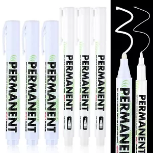 Acrylic White Paint Pens 6 Pack White Permanent Marker with Extra Fine Point ... - Picture 1 of 8