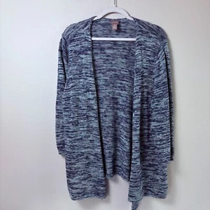 Chicos Open Front Cardigan Pullover Gr. 3 US XL Blau Wasserfall 3/4 Arm - Bild 1 von 12