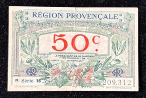 50 CENTIMES VERY FINE  EMERGENCY ISSUED  BANKNOTE FROM  PROVENCALE FRANCE   1920 - Picture 1 of 2