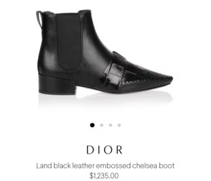 Christian Dior Landy Black Leather Embossed Chelsea Women Boots Size US 6/EU 36 - Picture 1 of 8