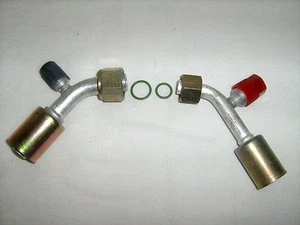 AC FITTINGS,BEADLOCK,FEMALE O RING 45 DEGREE #8,#10 W/R134a SERV PORTS 1312/13-3 - Picture 1 of 1