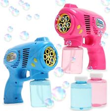 Bubble Guns for Kids & Toddlers, 2 Pack Bubble Gun Blower w/ Bubble Solution 5oz