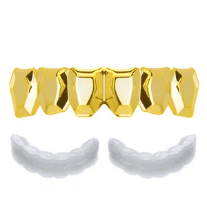 Men's Rapper GRILLZ Small Cut Gold Tone Bottom Teeth S051 G 1 extra Mold Bar   - Picture 1 of 3
