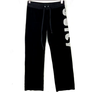 Pantalones deportivos vintage Juicy Couture de terciopelo para mujer pequeños negros Y2k - Imagen 1 de 4