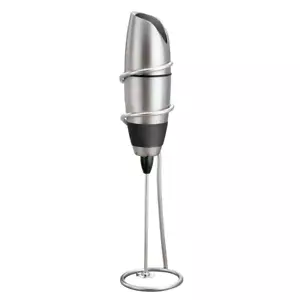 Milk Frother Stainless Steel Make Cappuccinos Mocha Latte with Chrome Stand - Picture 1 of 12