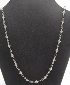 38" Necklace made w/ Swarovski Crystal Clear Bicone & Rhodium Plated Chain - Picture 1 of 4