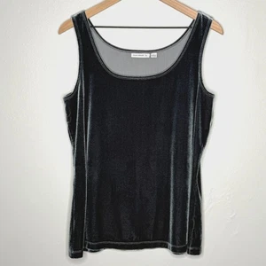 Susan Graver Womens Velvet Tank Top Large Gray Velour Square Neck Office Event - Picture 1 of 7