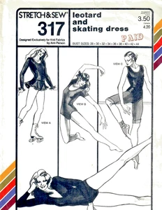 Vestido de patinaje y leotardo tejido adulto 317 patrón de costura elástico y costura busto 28-44 - Imagen 1 de 5