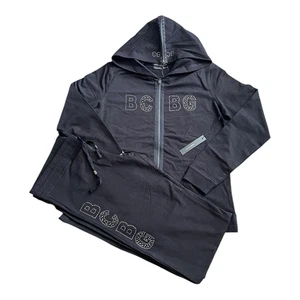 BCBG Maxazria Damen schwarz Trainingsanzug Set Y2K Strass Glitzer Reißverschluss Kapuze Neu mit Etikett - Bild 1 von 11