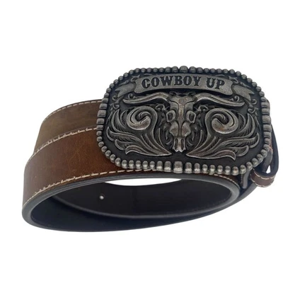 Cody James Boys 28 Cinturón de Cuero Marrón Vaquero Hebilla Western Rodeo Vaquera Foto 1 de 4