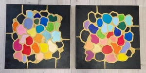 IPonArt Acrylbilder,  Leinwände, Keilrahmen,  2x50x50x5cm, Unikate "Scrabble". - Bild 1 von 2