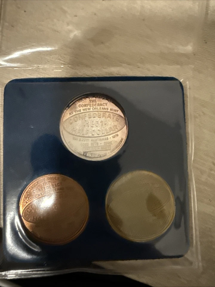 2002 Patrick Mint Confederate Half Dollar Restrike 3-Coin Set 999 Silver 1/1000 - Image 1 of 4
