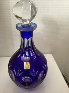 German Blue Cobalt Hand Cut Crystal Glasses Decanters/ Nachtmann - Picture 1 of 4