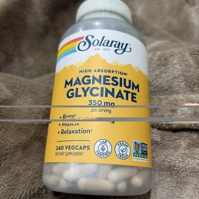 Solaray Higher Absorption Magnesium Glycinate 350mg  - 240vegcaps - Image 1 of 3