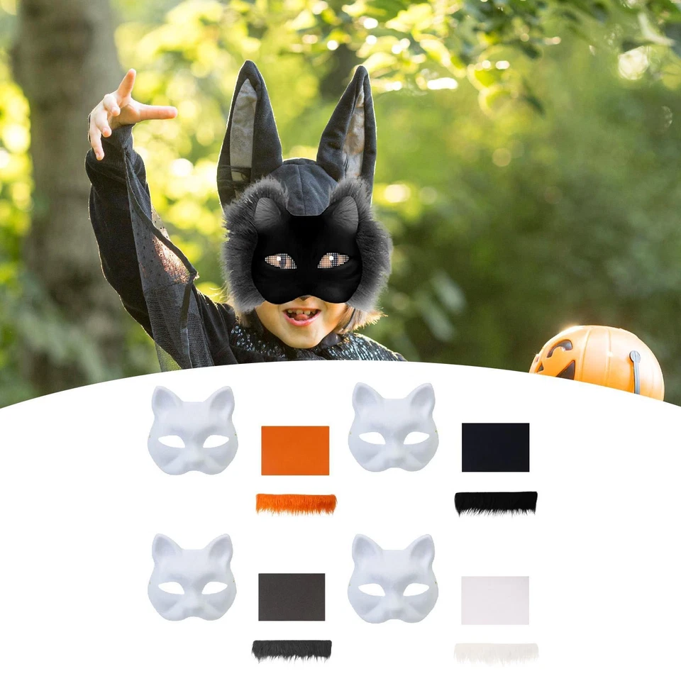 DIY Cats Mask Kit Animal Mask Costume Paintable for Kids Adults Easter Birthday - Image 1 of 1