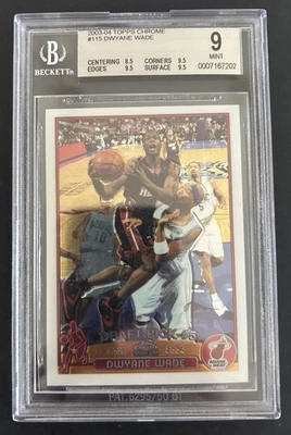 2003 Topps Chrome Dwayne Wade #115 BGS 9 - Rookie Card - Miami Heat - Image 1 of 2