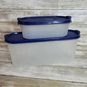 Tupperware Modular Mate # 1 & #2 contenitori blu scuro coperchi conservazione alimenti cucina - Foto 1 di 6
