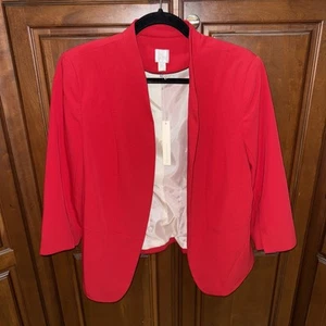 NWT LC LAUREN CONRAD Red Long Sleeve Open Front Blazer Jacket Womens sz 12 - Picture 1 of 10