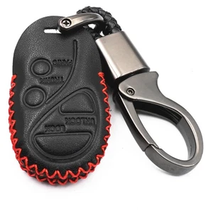 For Nissan Maxima Sentra Infiniti Black Leather 4 Buttons Key Case Fob Cover - Picture 1 of 5